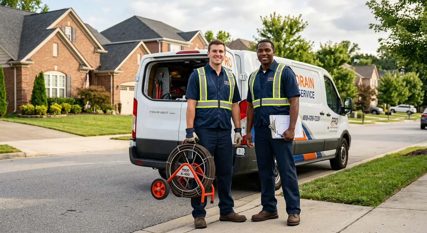 Sewer and drain service team with equipment ready for work in Bowling Green